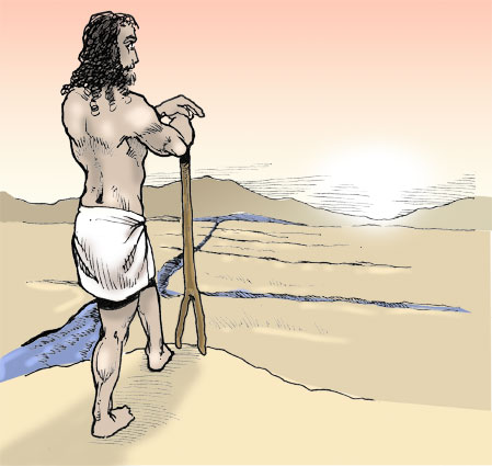 A Sumerian farmer surveying his irrigation system