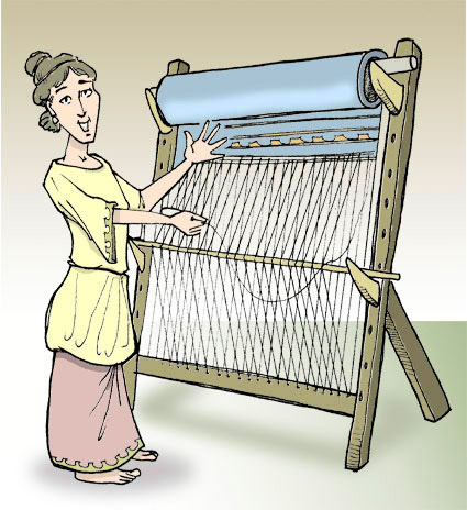 Athenian woman using a loom