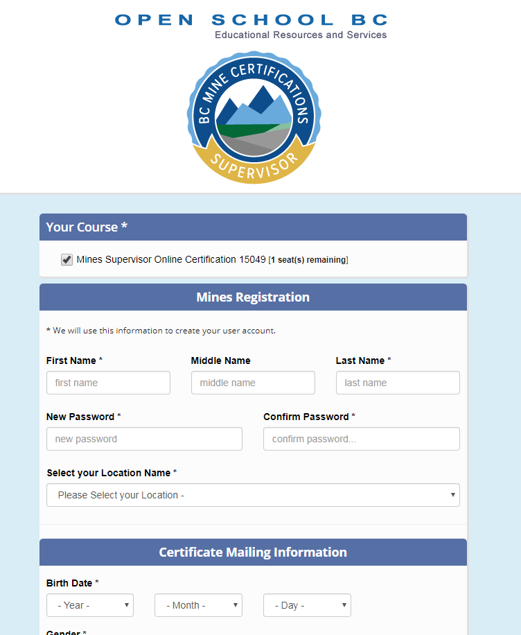 Image of Self-Registration Page
