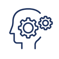 Person with cognitive gears in the brain illustrating thinking process